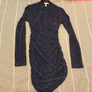 Speechless Navy Blue Metallic Cocktail Dress Size XS